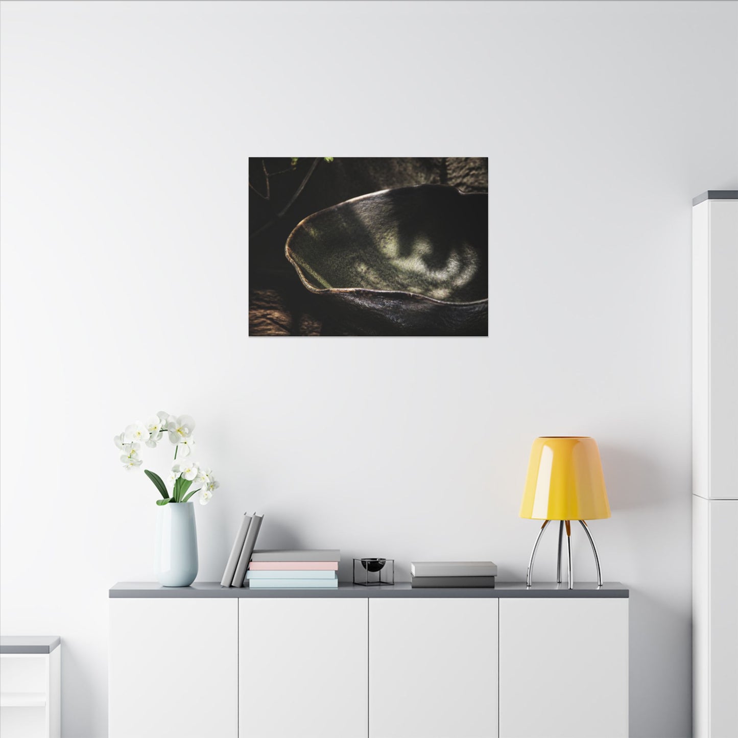 Sophisticated Ceramic Bowl Canvas Art - Dark Texture Dark Japandi
