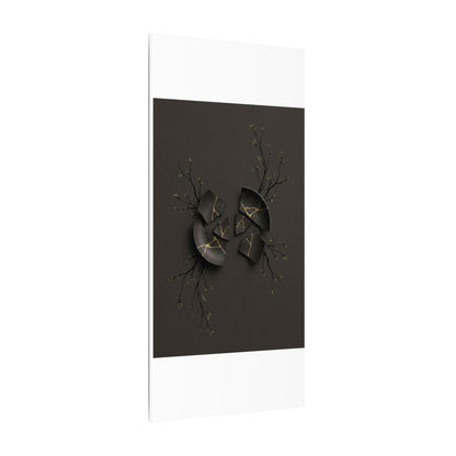 Sophisticated Broken Pottery Canvas Art - Charcoal Ink Dark Japandi