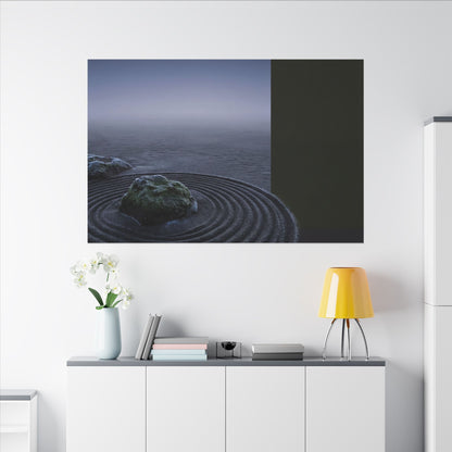 Ma Rock Garden Canvas Art - Dark Japandi Moody Minimal