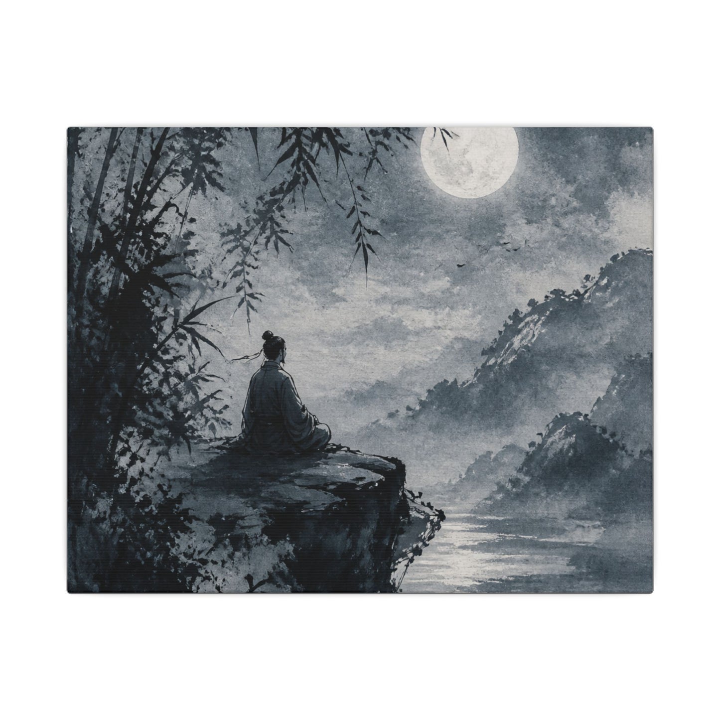 Ink Brushstroke Sumi E Canvas Art | Serene Zen Art