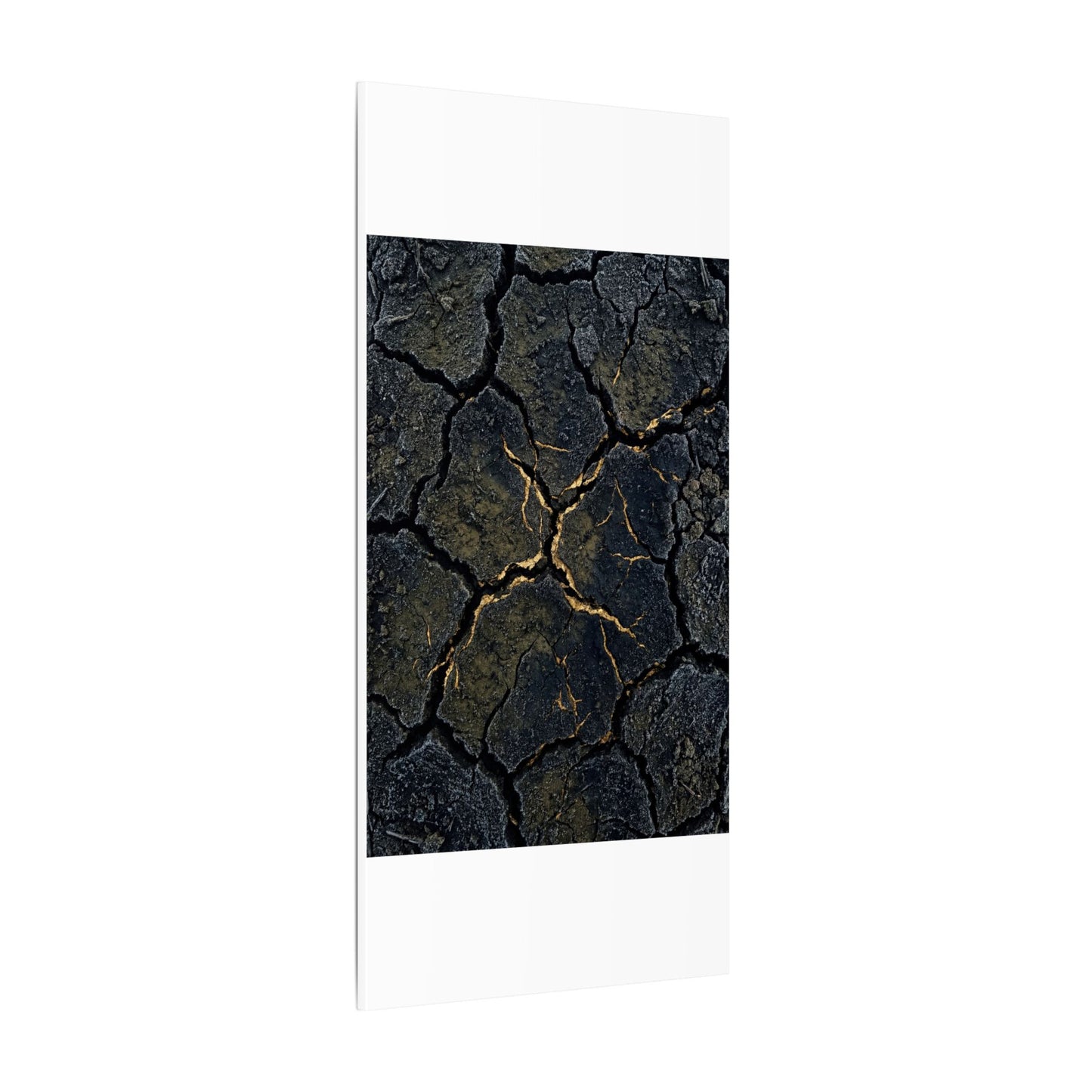 Overcast Cracked Earth Canvas Art - Dark Japandi Ma