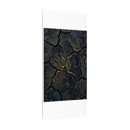 Overcast Cracked Earth Canvas Art - Dark Japandi Ma