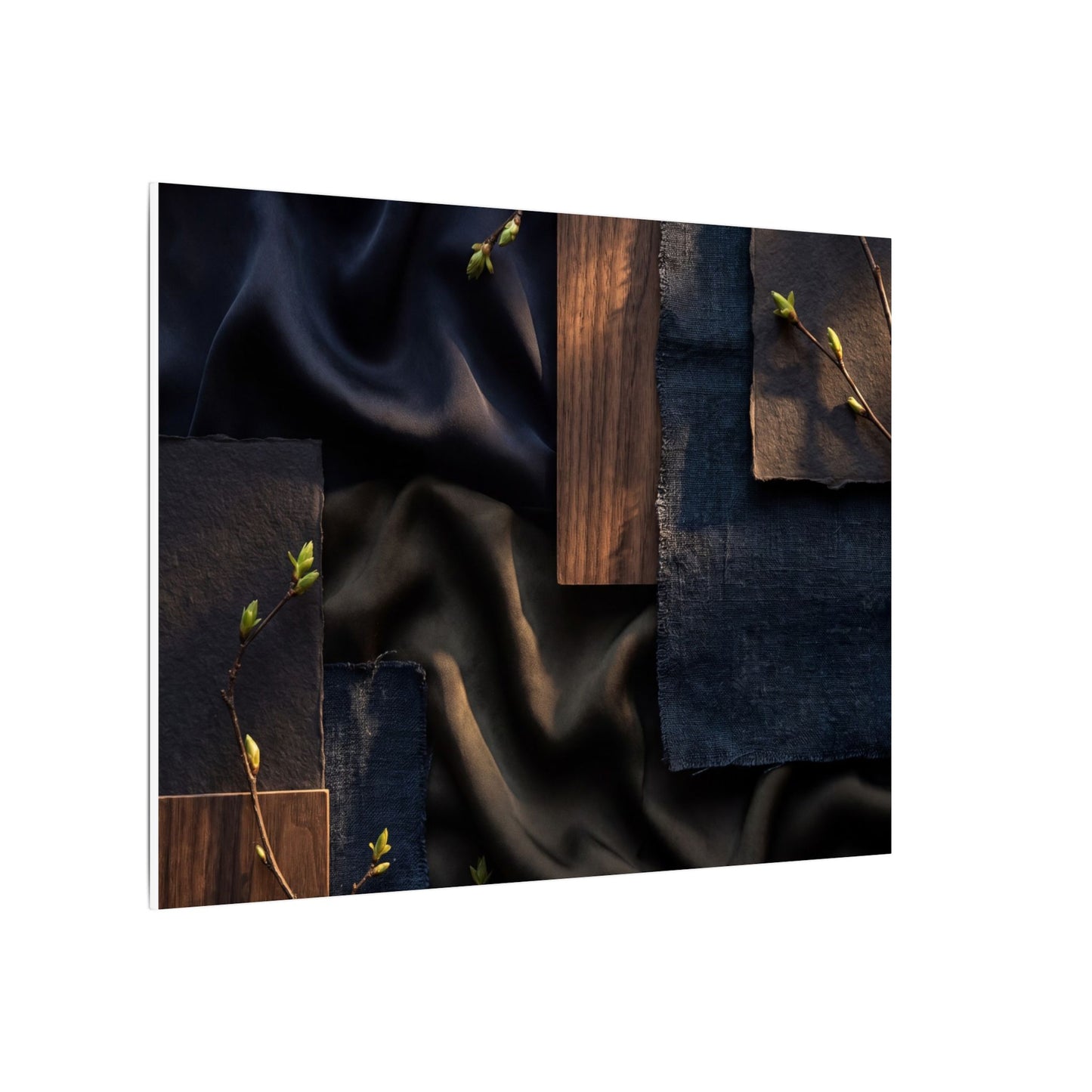Silk Drape Spring Canvas Art | Dark Japandi Moody Design