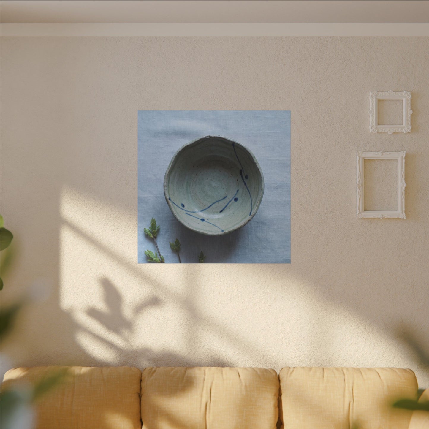 Spring Ceramic Bowl Minimal Line Canvas Art | Warm Decor