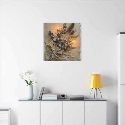 Dried Flowers Texture Canvas Art | Warm Japandi Art