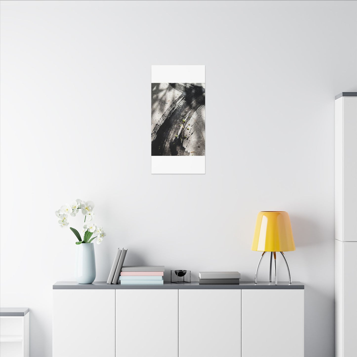 Ink Brushstroke Canvas Art | Spring Dark Japandi Moody Minimal Art