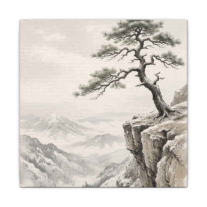 Seijaku Pine Tree Canvas Art - Japandi Japanese Pattern