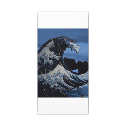 Ocean Wave Canvas Art | Winter Kintsugi Gold Repair Art