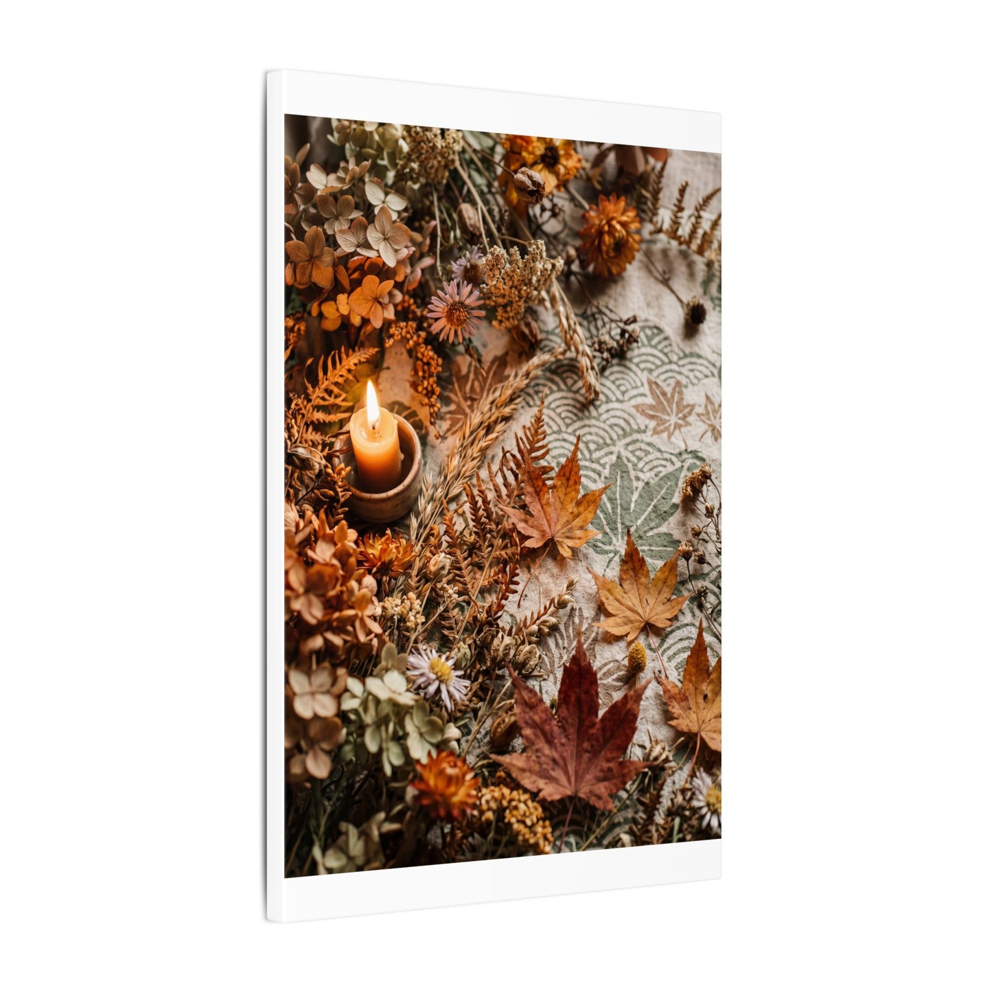 Candlelight Dried Flowers Canvas Art - Japandi Seijaku