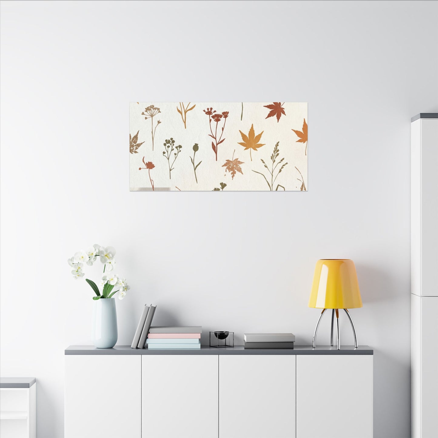 Autumn Dried Flowers Japanese Pattern Canvas Art | Elegant Decor