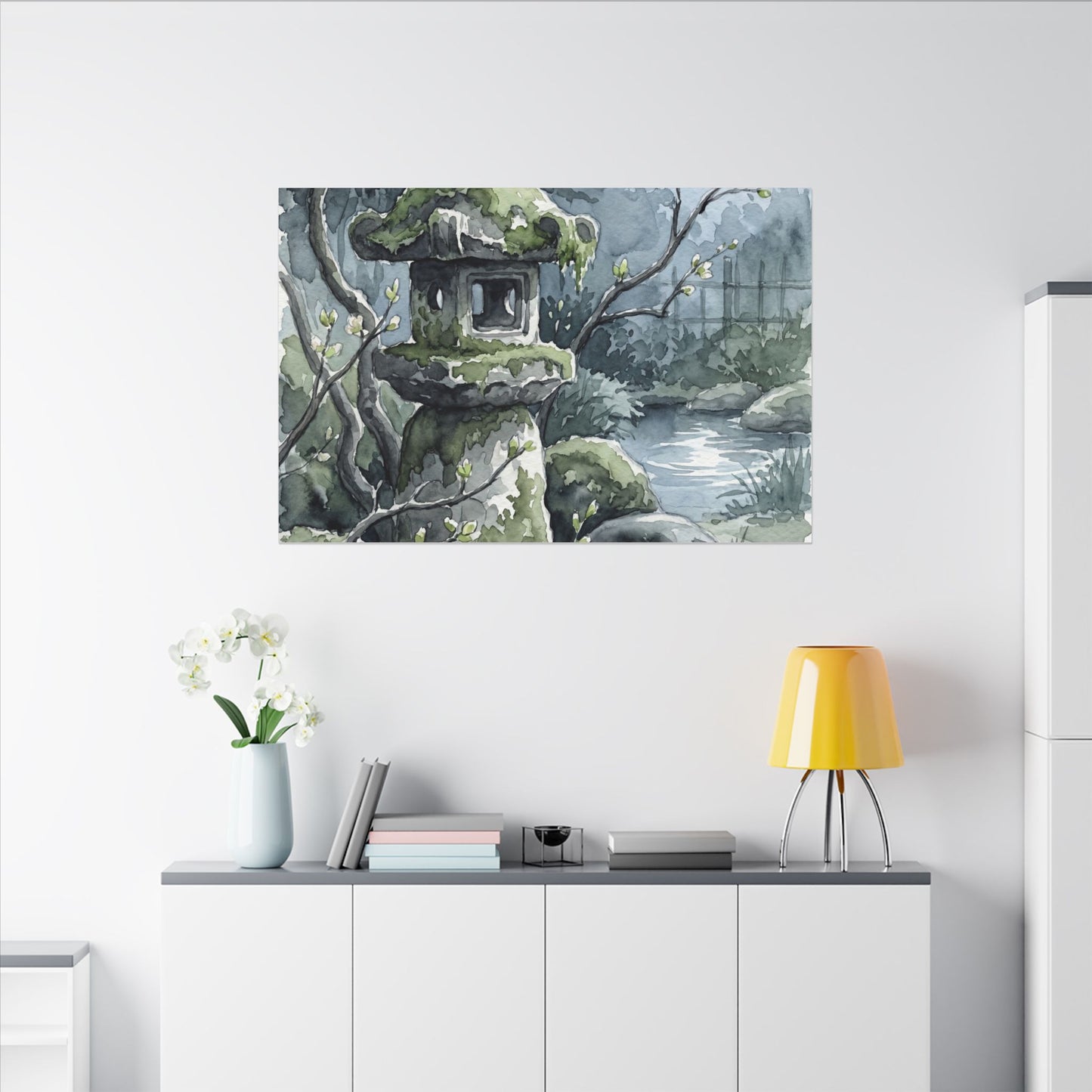 Moonlight Stone Lantern Canvas Art - Japandi Seijaku