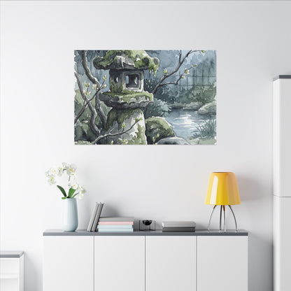 Moonlight Stone Lantern Canvas Art - Japandi Seijaku