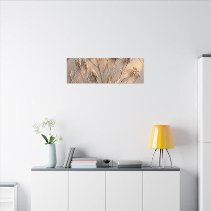 Japandi Dried Flowers in Golden Hour | Watercolor Canvas Art