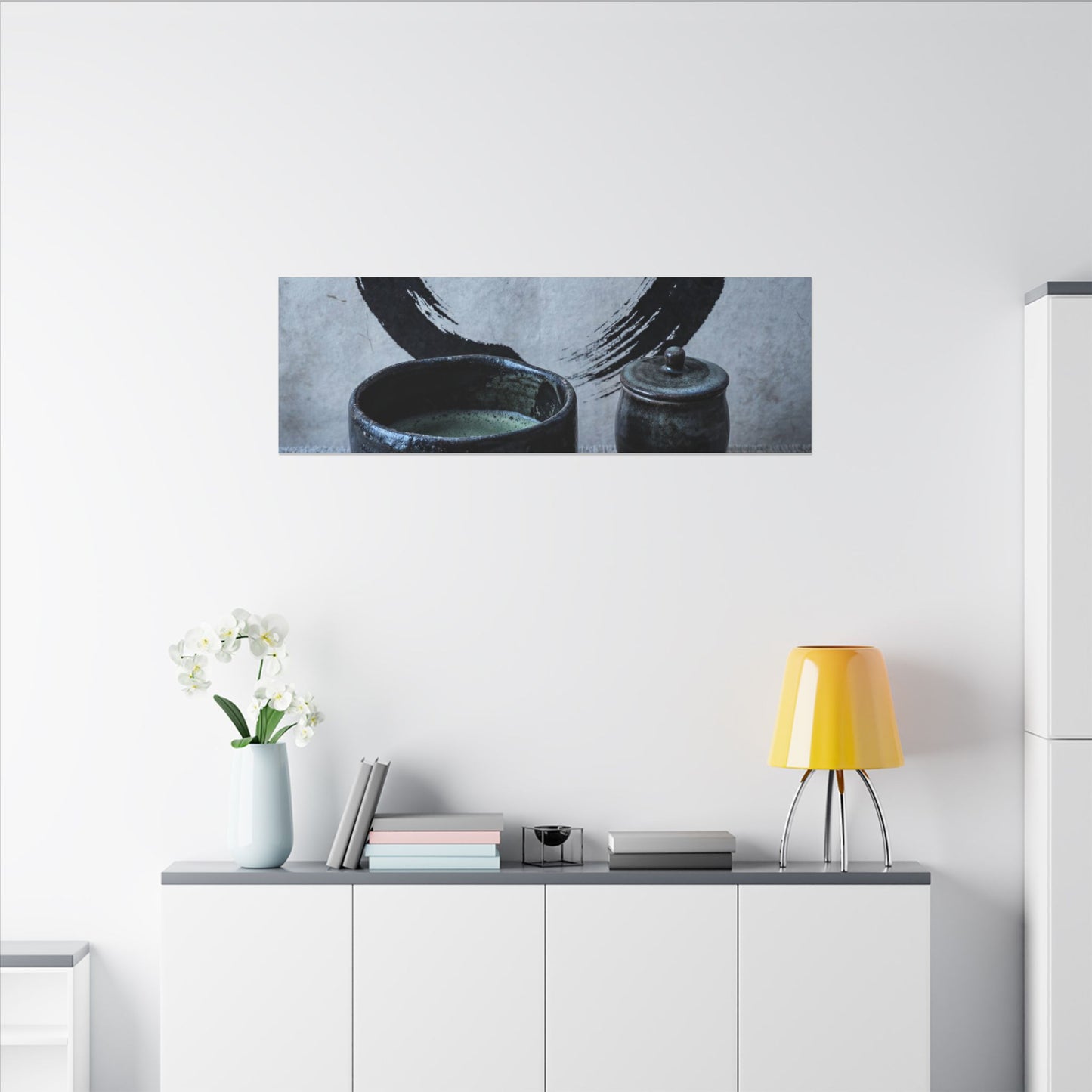 Tea Ceremony Canvas Art | Winter Zen Enso Art
