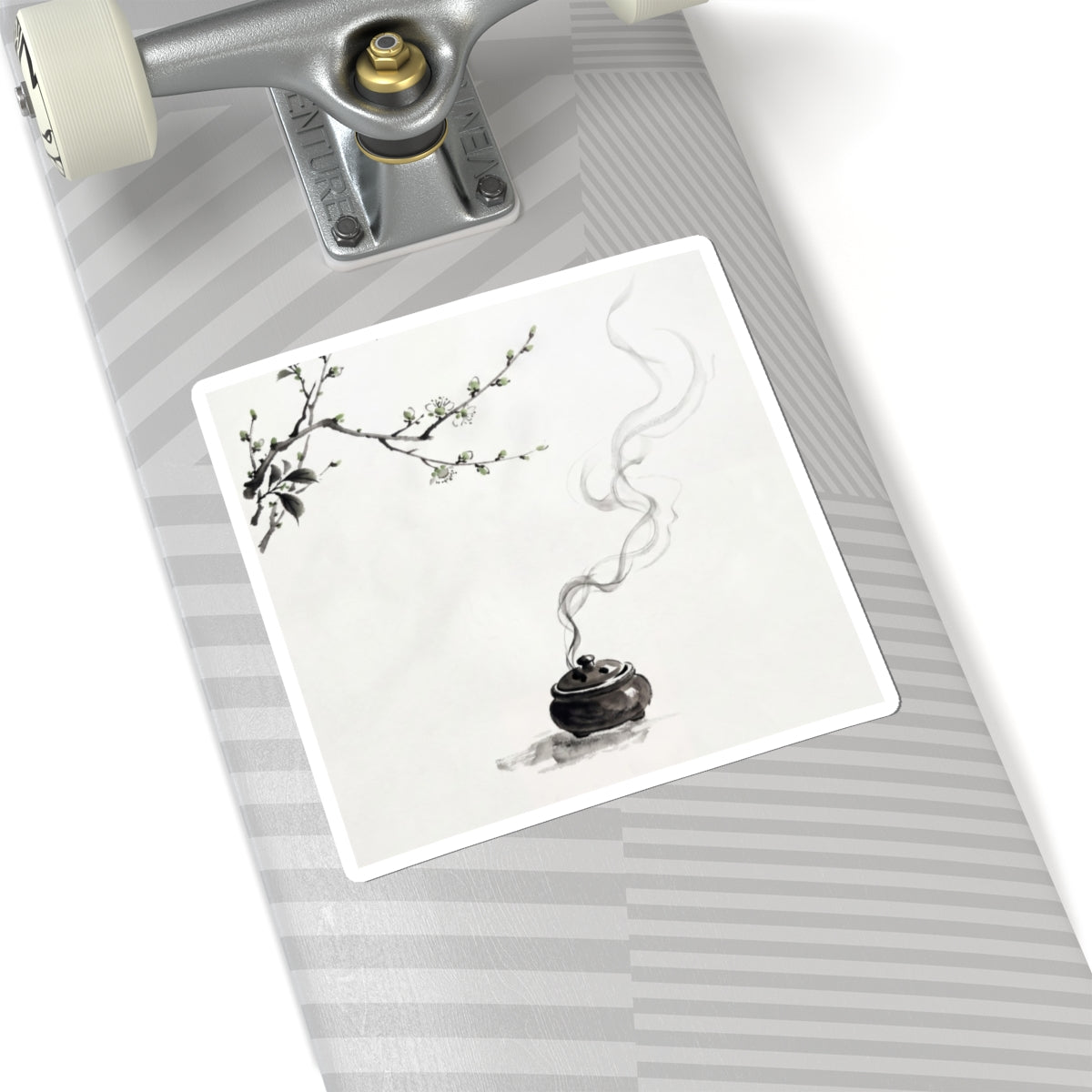 Ma Incense Smoke Sticker - Zen Sumi E