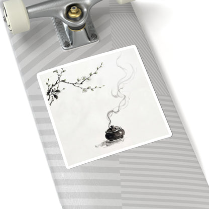 Ma Incense Smoke Sticker - Zen Sumi E