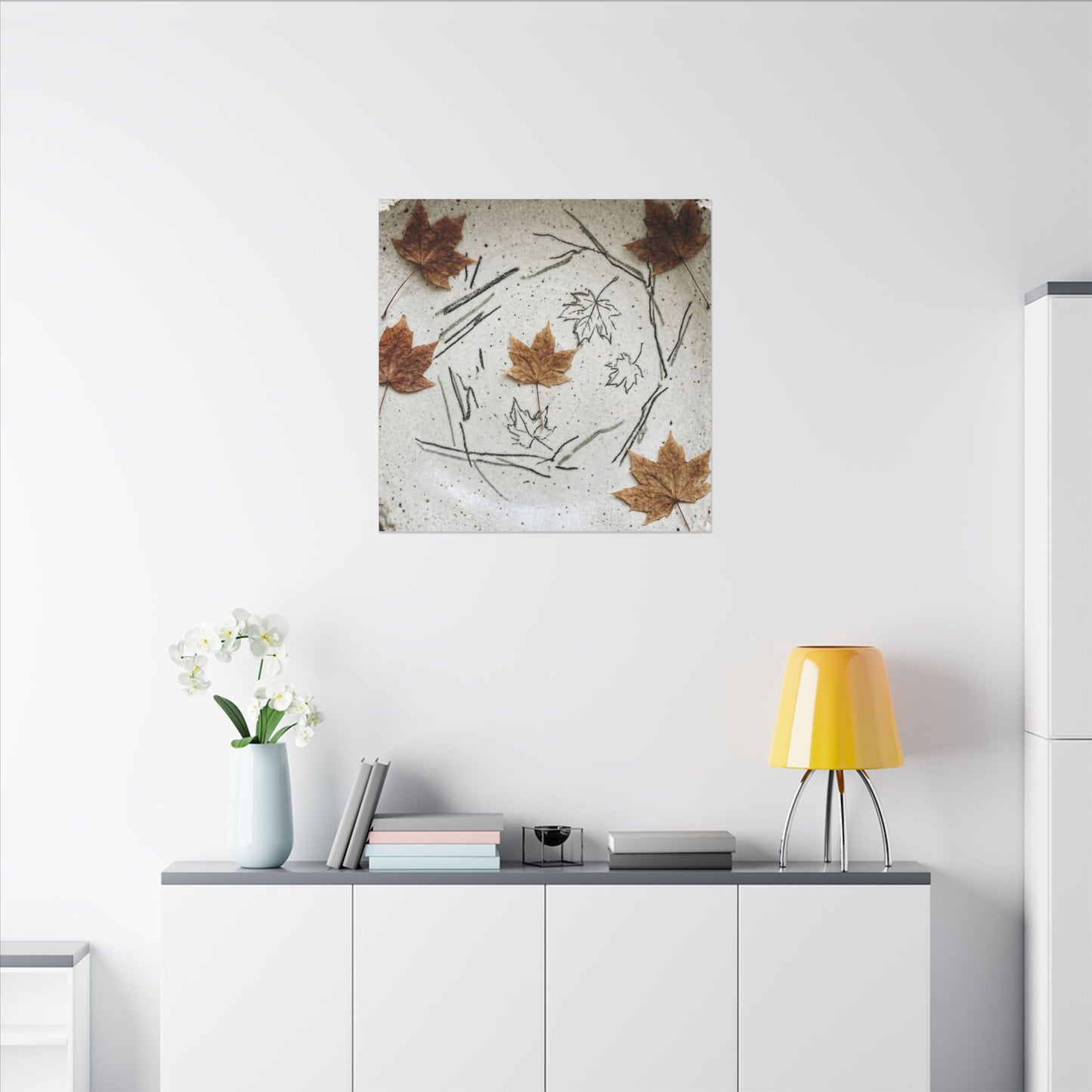 Ceramic Bowl Autumn Canvas Art | Japandi Elegant Design