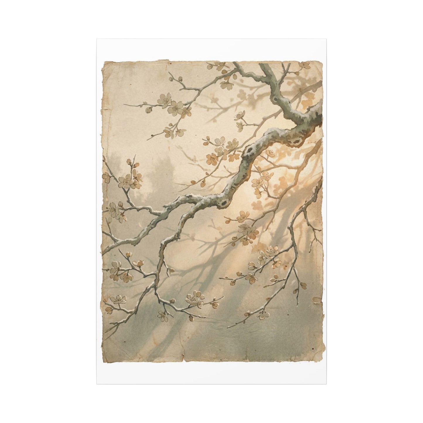 Cherry Blossom Canvas Art | Winter Japandi Japanese Pattern Art