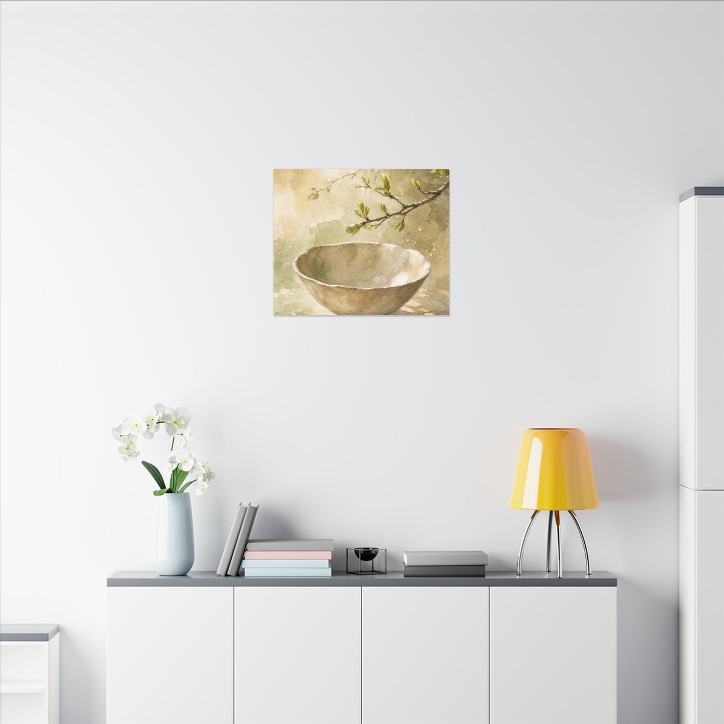 Warm Ceramic Bowl Canvas Art - Watercolor Japandi