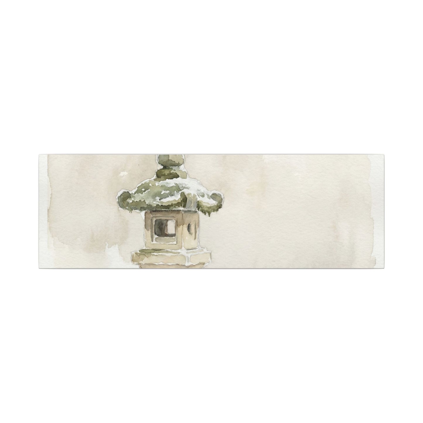Stone Lantern Winter Canvas Art | Japandi Earthy Design