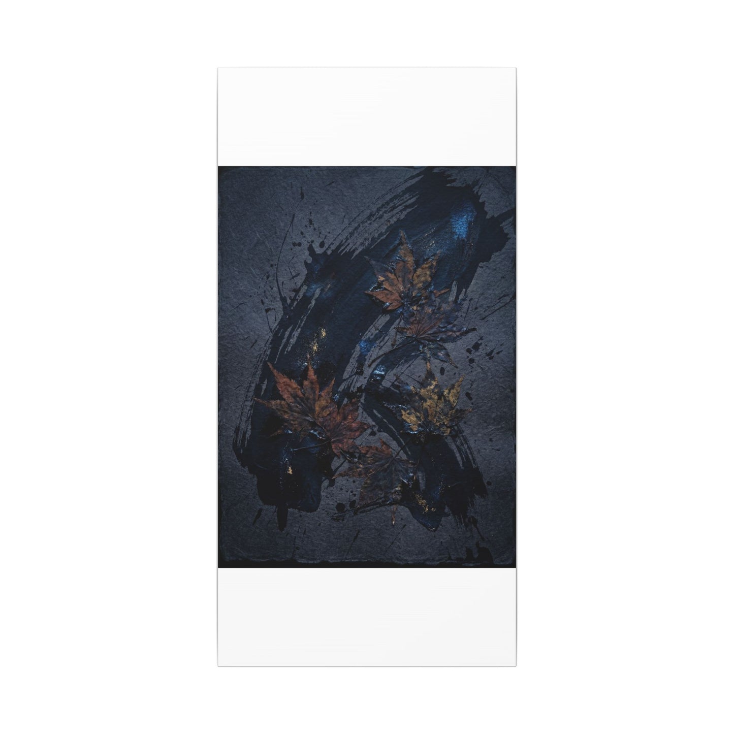Sophisticated Ink Brushstroke Canvas Art - Dark Texture Dark Japandi