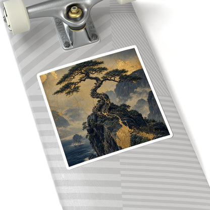 Beautiful Pine Tree Sticker - Crackle Gold Kintsugi