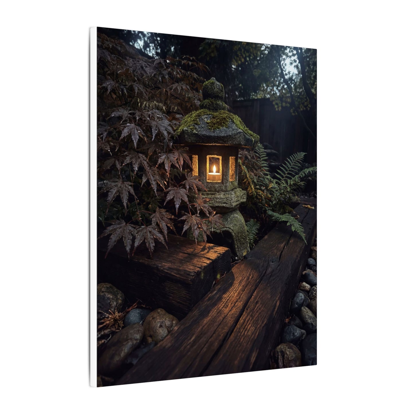Moody Moonlit Garden Canvas Art - Shadow Zen Dark Japandi