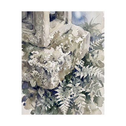 Moonlight Stone Lantern Wall Art Print - Japandi Fukinsei