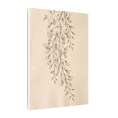 Japandi Wisteria in Golden Hour | Minimal Line Canvas Art