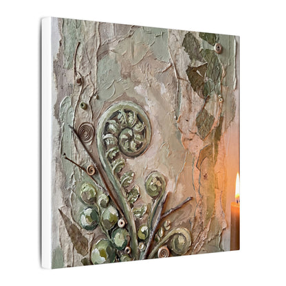 Japandi Fern Unfurling in Candlelight | Texture Canvas Art