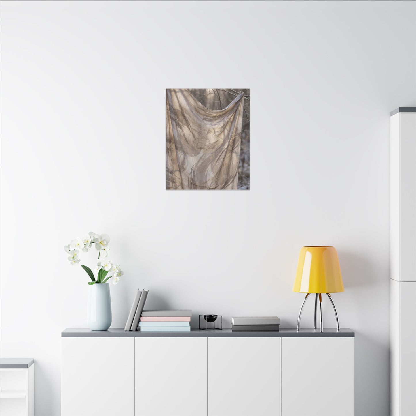 Ma Silk Drape Canvas Art - Japandi Japanese Pattern