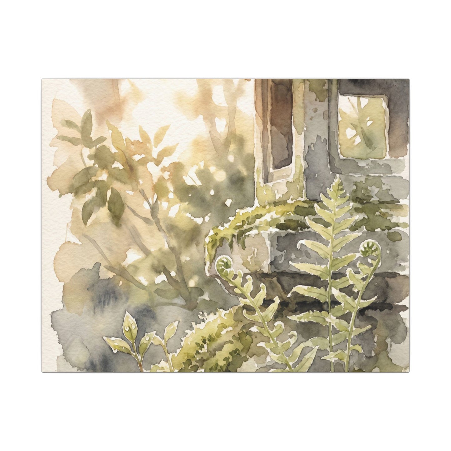 Earthy Stone Lantern Canvas Art - Watercolor Japandi