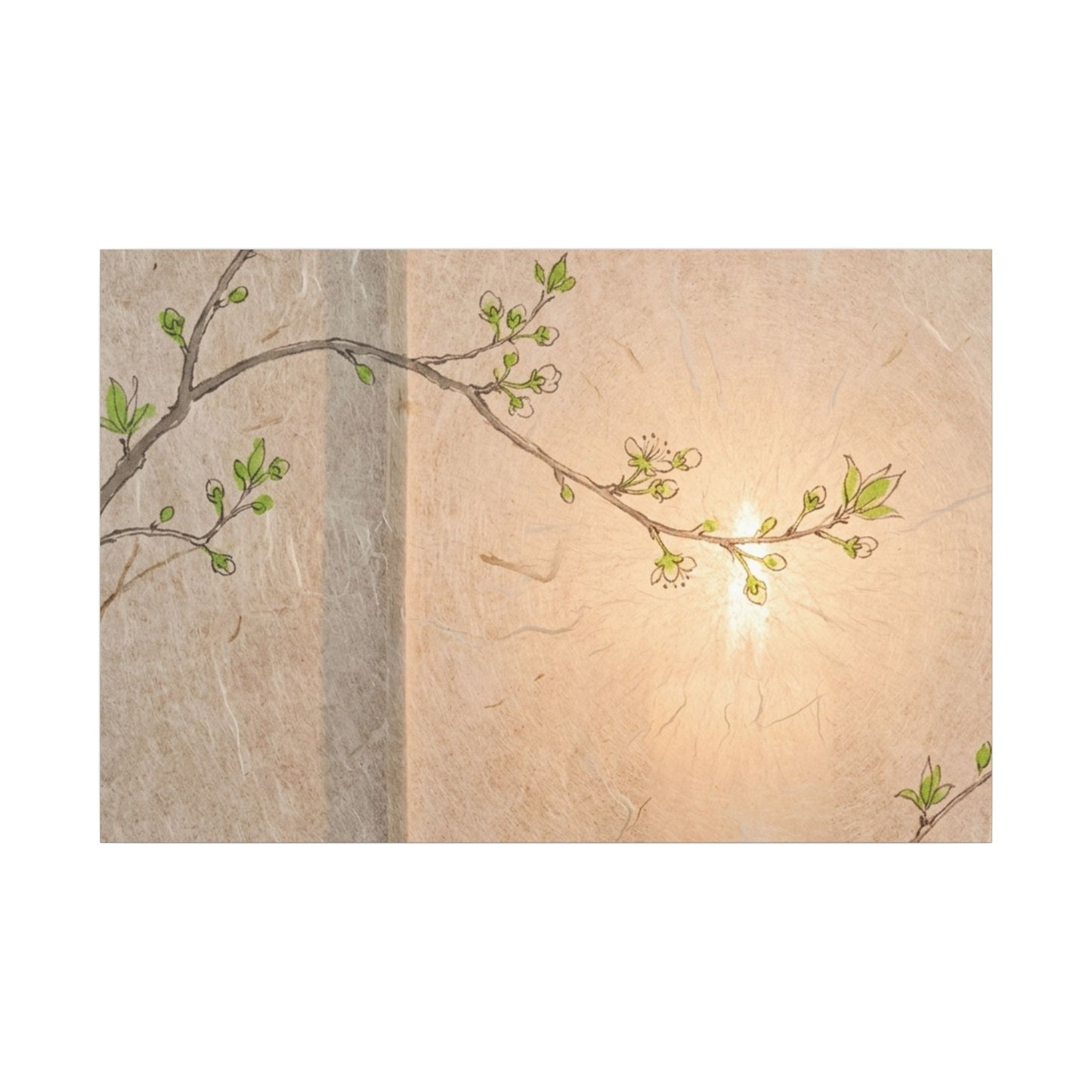 Warm Shoji Screen Canvas Art - Minimal Line Japandi Art Print