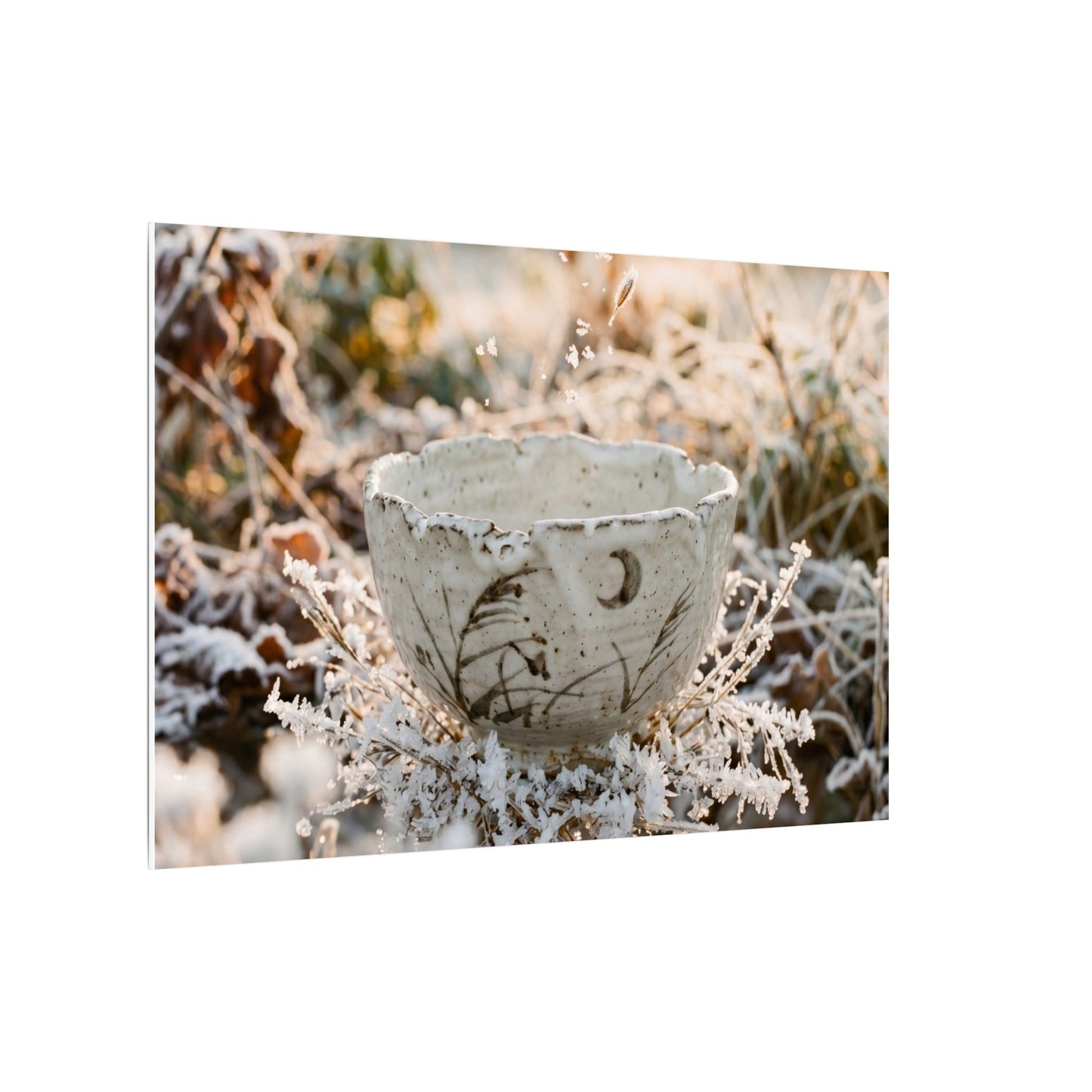 Japandi Ceramic Bowl in Golden Hour | Japanese Pattern Canvas Art