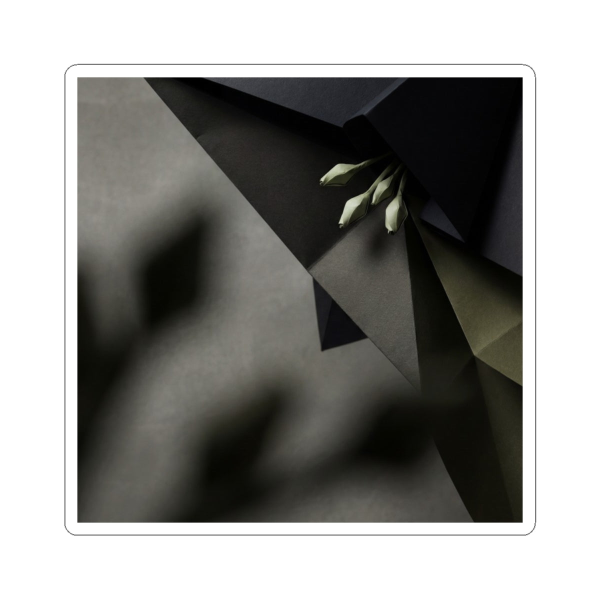 Luxurious Paper Fold Sticker - Moody Minimal Dark Japandi Art Print