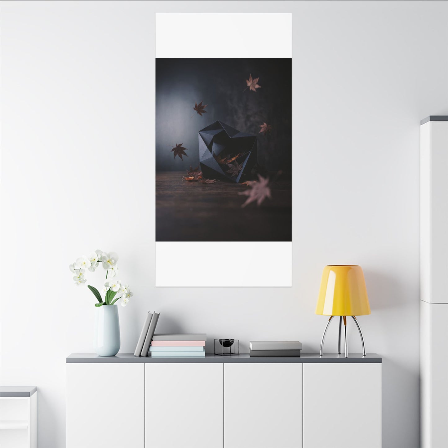 Dark Japandi Paper Fold in Dawn | Shadow Zen Canvas Art
