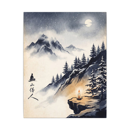 Mountain Mist Canvas Art | Winter Zen Ukiyo E Inspired Art