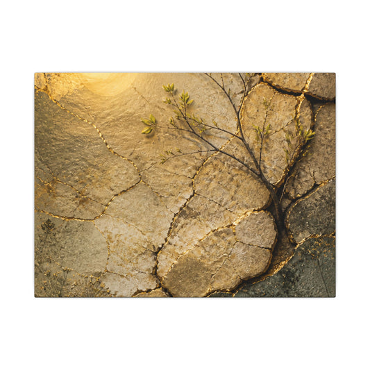 Cracked Earth Spring Canvas Art | Japandi Warm Design
