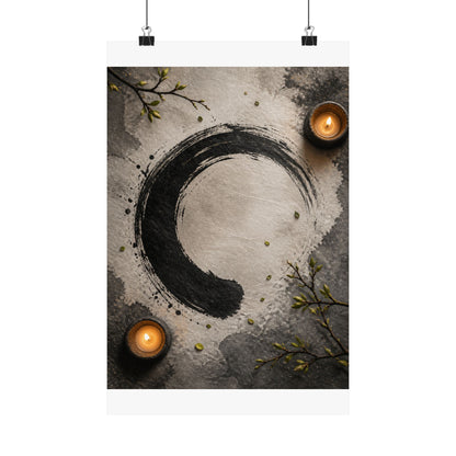 Peaceful Ink Brushstroke Wall Art Print - Enso Zen