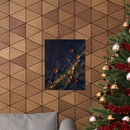 Golden Hour Cracked Earth Wall Art Print - Dark Japandi Seijaku