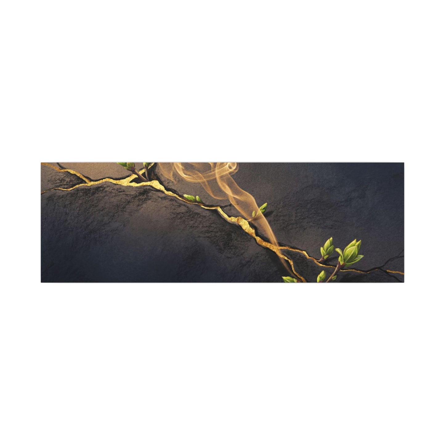 Spring Incense Smoke Gold Vein Canvas Art | Healing Decor