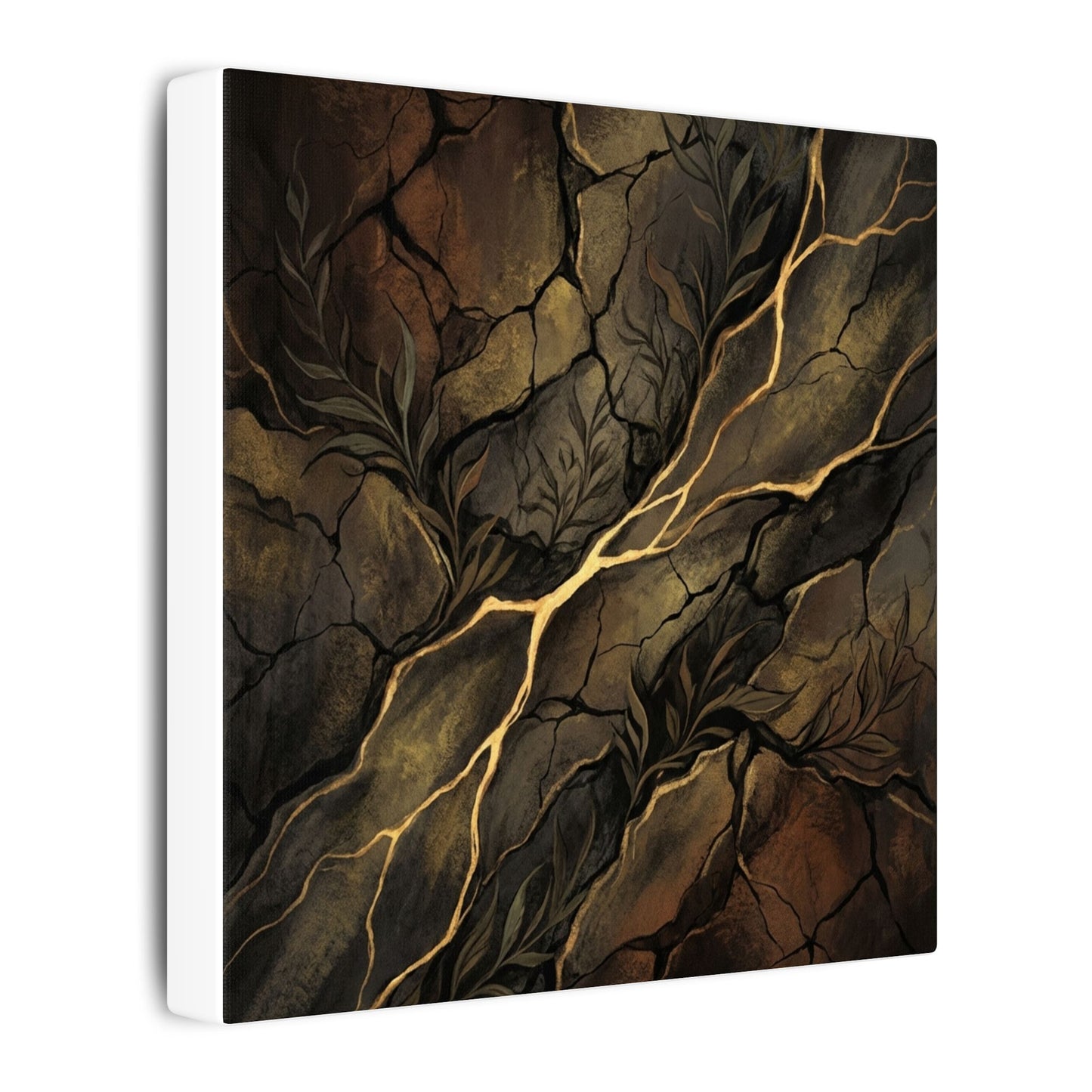 Cracked Earth Charcoal Ink Canvas Art | Bold Dark Japandi Art