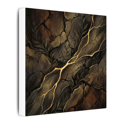 Cracked Earth Charcoal Ink Canvas Art | Bold Dark Japandi Art