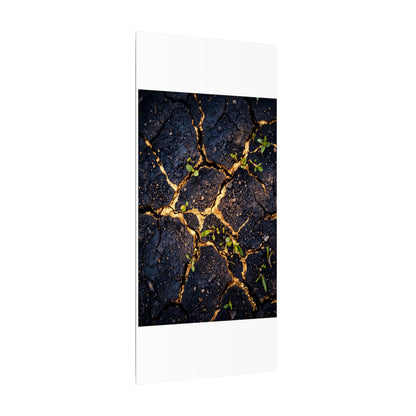 Spring Cracked Earth Crackle Gold Canvas Art | Healing Decor