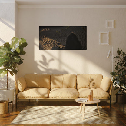 Ma Rock Garden Canvas Art - Dark Japandi Shadow Zen