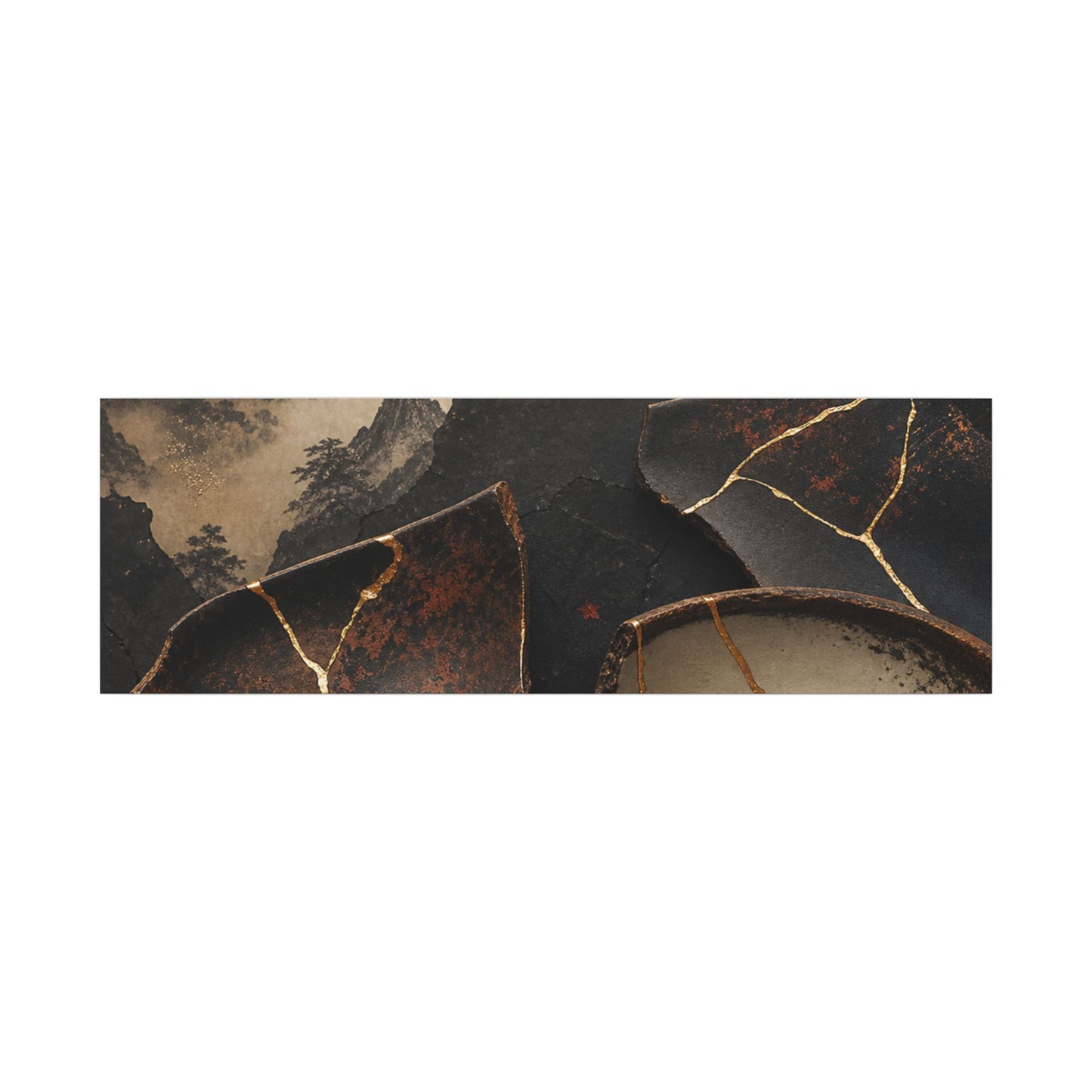 Broken Pottery Gold Vein Canvas Art | Philosophical Kintsugi Art