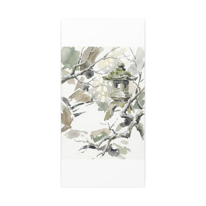Elegant Stone Lantern Canvas Art - Watercolor Japandi