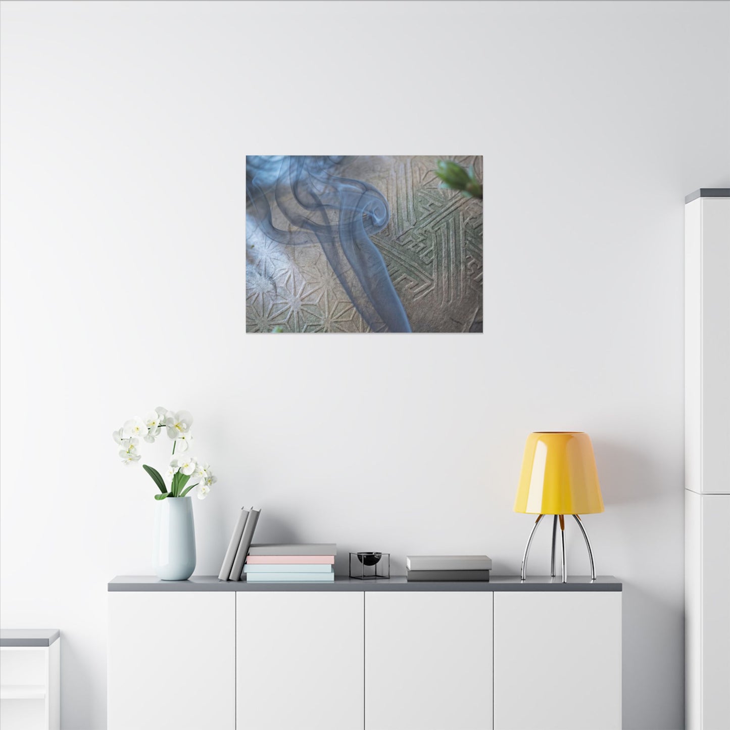 Spring Incense Smoke Japanese Pattern Canvas Art | Neutral Decor