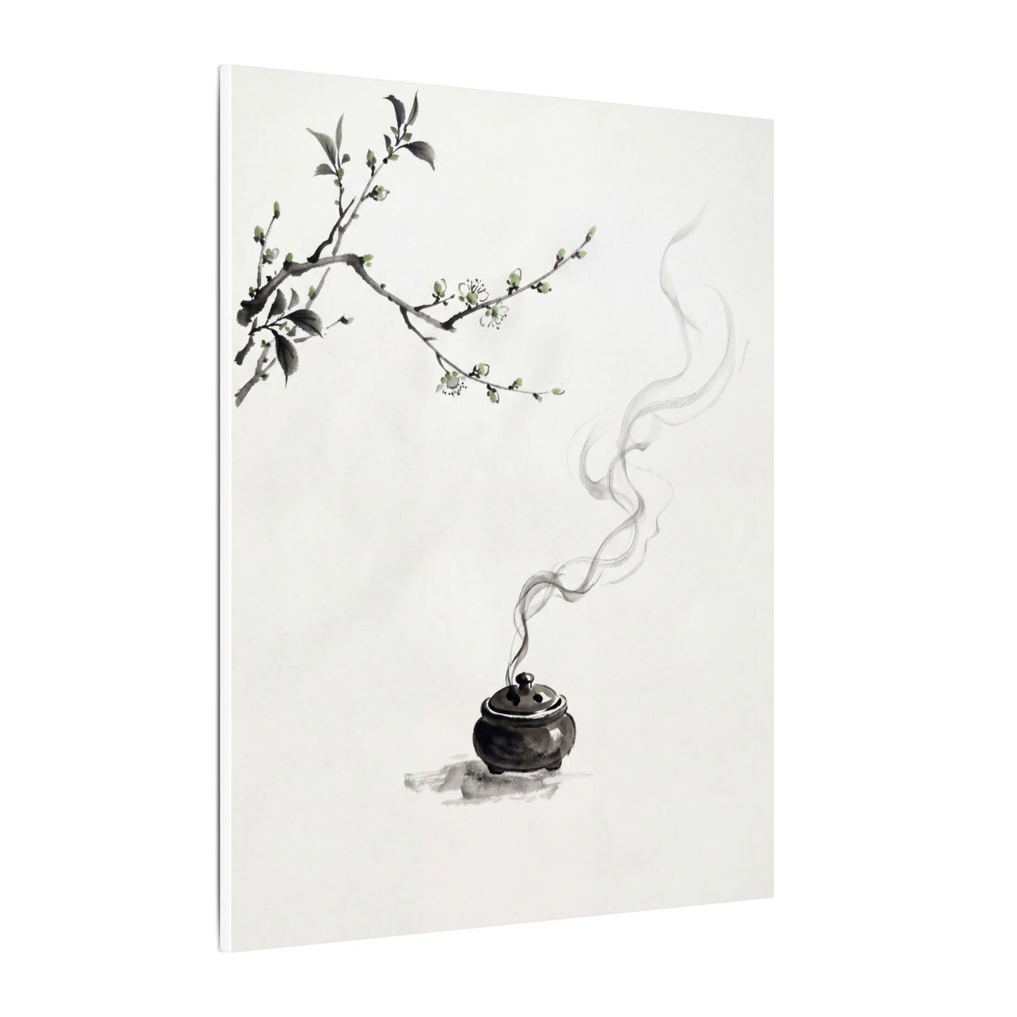 Calm Incense Smoke Canvas Art - Sumi E Zen
