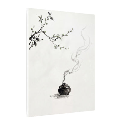 Calm Incense Smoke Canvas Art - Sumi E Zen